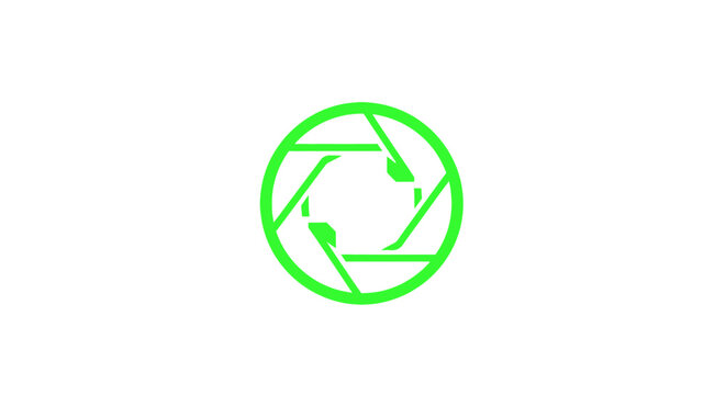 Abstract green aperture symbol on white background