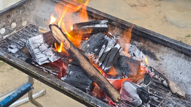 fire in a fireplace