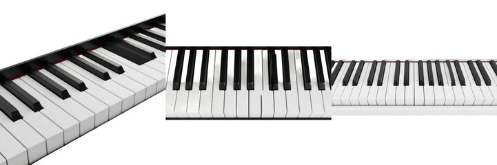 Fototapeta premium Set of Piano Keyboard Keys with Black and White Design with Isolated on White Background, PNG