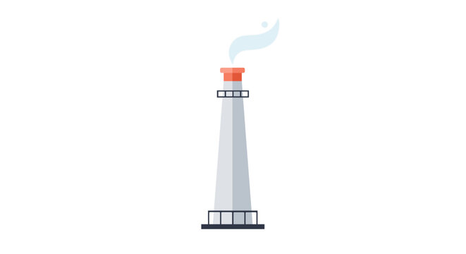 An industrial chimney or smokestack emitting a wisp of white smoke or steam represents factory operations, manufacturing, and energy production. Perfect for industrial diagrams, environmental impact 