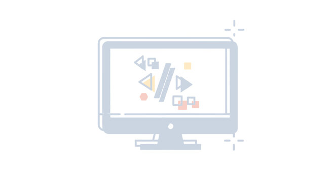 Conceptual web development illustration on a computer screen.