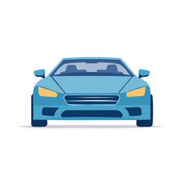 Blue Sedan Car Front View Illustration