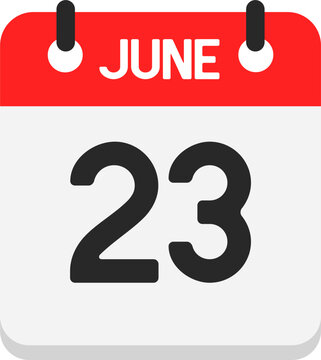 June 23 Calendar Date Icon Vector Graphic Illustration