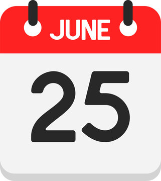 June 25 Calendar Date Icon Vector Graphic Illustration