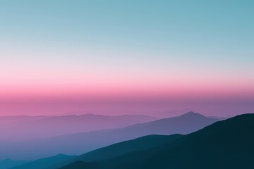 Obraz premium Pastel mountain horizon glowing under a pink and blue twilight sky with minimalist depth for travel and serenity marketing