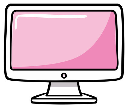 Bright pink computer monitor with clean white casing and simple stand