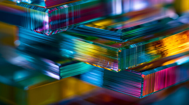 Colorful Prism Glass Texture: Translucent Geometric Art with Vibrant Iridescent Layers