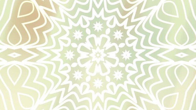 Cream Lime Sage Kaleidoscope Mandala Abstract Pattern Seamless Loop Background