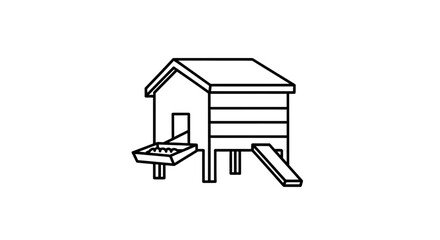 Minimalist Chicken Coop Line Art Icon © Chairil