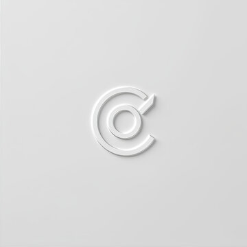 A minimalist white logo featuring a stylized 'C' with a circular element inside.