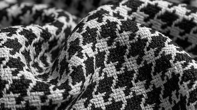 Black and White Houndstooth Knit Fabric Texture - Vintage and Modern Style