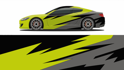 Lime Green Sports Car Racing Stripes. © IP STOCK