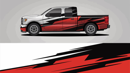 Obraz premium Red and black pickup truck design.