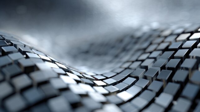 Metallic 3D Wave of Binary Code in Abstract Art Design