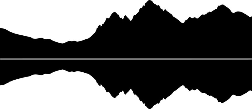 Sound wave, audio waveform, black vector graphic, sound pattern