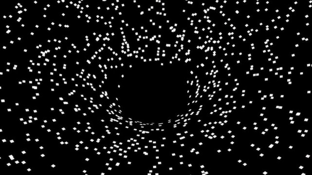 fortex of dots moving into the black hole