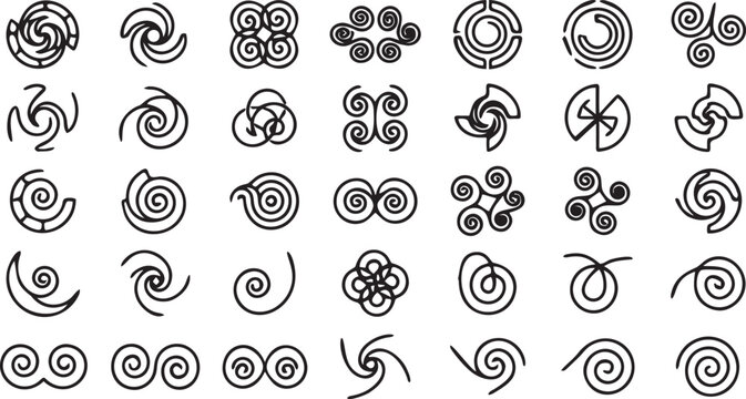 Abstract Tribal Knots and Complex Spiral Motifs.
