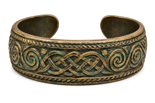 Celtic Bronze Warrior Armband &mdash; Iron Age Knotwork Armlet 3D Clay Render Illustration