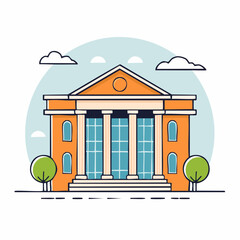 Obraz premium Illustration of a Classical Building with Columns