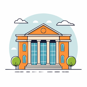 Illustration of a Classical Building with Columns