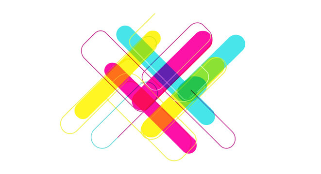 Abstract colorful overlapping shapes creating a dynamic and modern design.