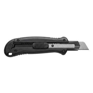 Black box cutter knife on transparent background