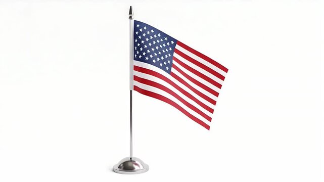 A vibrant small american flag on a sleek silver desk stand proudly represents patriotism, national identity, and freedom for office decor or special patriotic events.