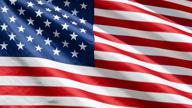 Large american flag waving proudly with bright red white and blue colors that represent the symbol of freedom and unity for the united states nation