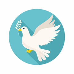 Obraz premium White Dove with Olive Branch Icon
