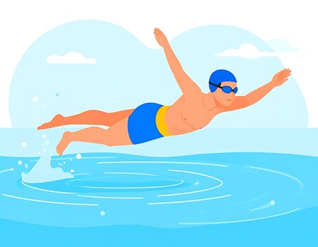 Man diving into swimming pool water.