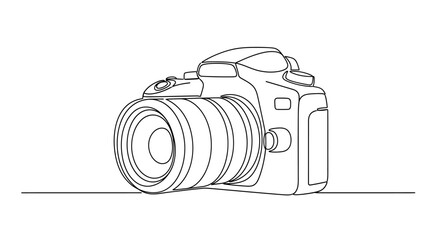 Minimalist Line Art DSLR Camera Illustration - Single Line Drawing © Azizi