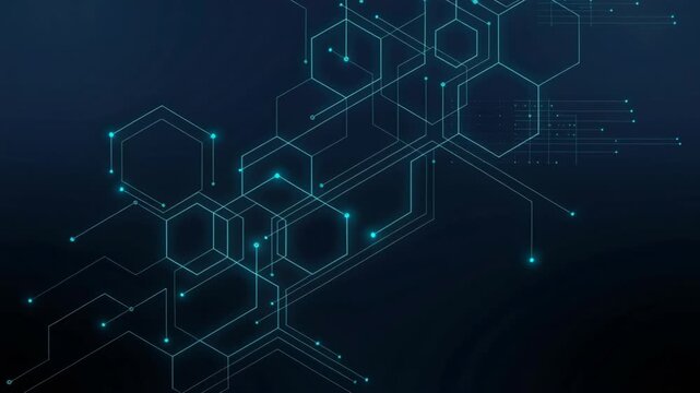 Digital Network Hexagon Technology Background with Glowing Circuit Lines