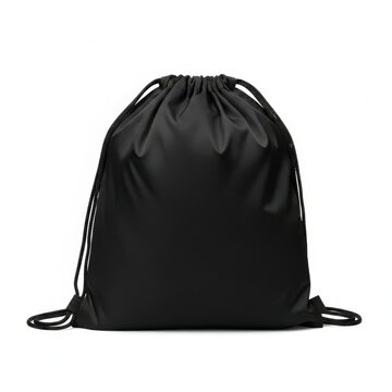 Black drawstring backpack with closed top view