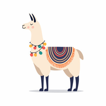 Cute Llama with Festive Lights and Blanket