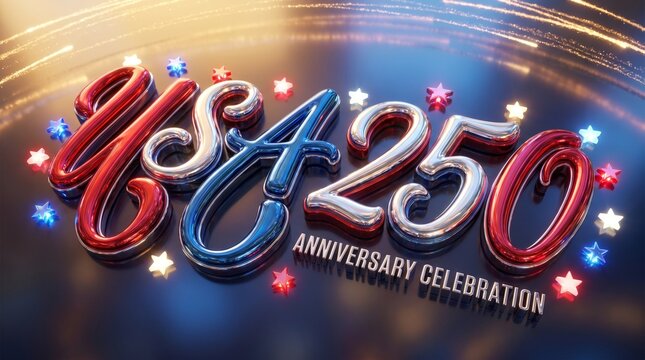 USA 250 Anniversary Metallic Balloon Text Patriotic Celebration Background