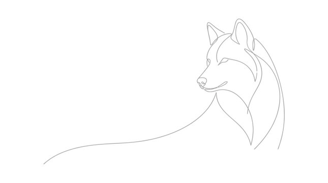 line drawing of a wolf head