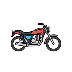 Obraz premium Red motorcycle with black seat and blue accents.