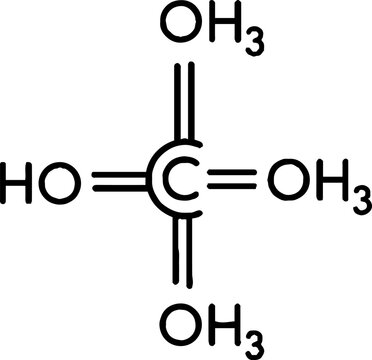Chemical molecular structure formula with carbon and hydroxide groups