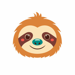 Fototapeta premium Cute Cartoon Sloth Face Illustration