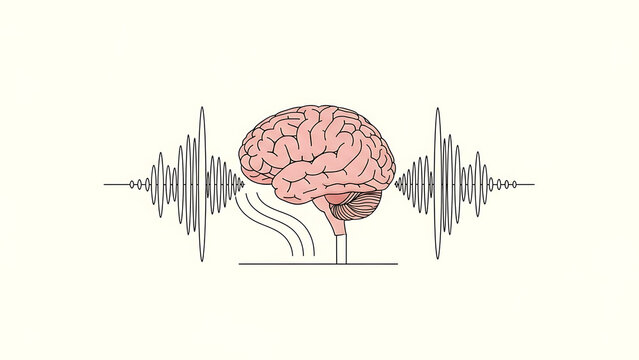 Brainwaves and Human Brain Sound and Thought Concept.