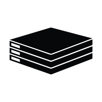 Layered stack icon for data management software development and file organization designs.