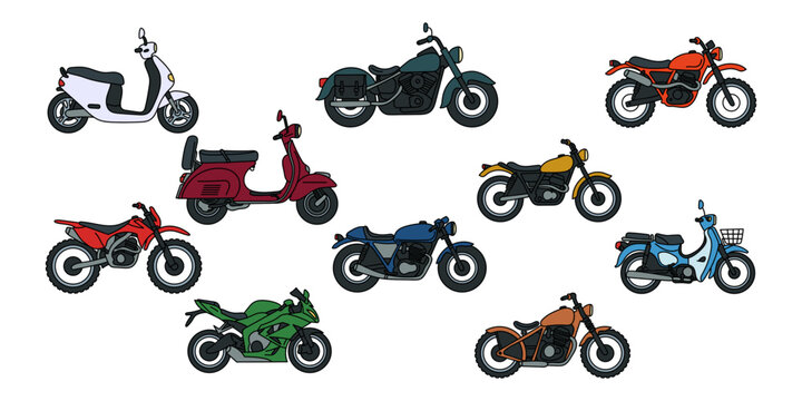 Set of Various Motorcycle Icons