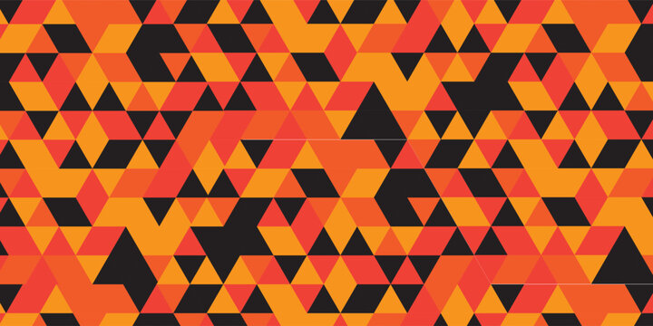 Orange and black triangle pattern background. Triangle pattern background. Triangle background. Seamless pattern.