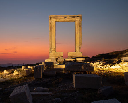 Portara - Temple of Apollo Naxos. Famous landmark on the Greek Island of Naxos.