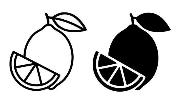Lime minimalist icon in outline and silhouette design