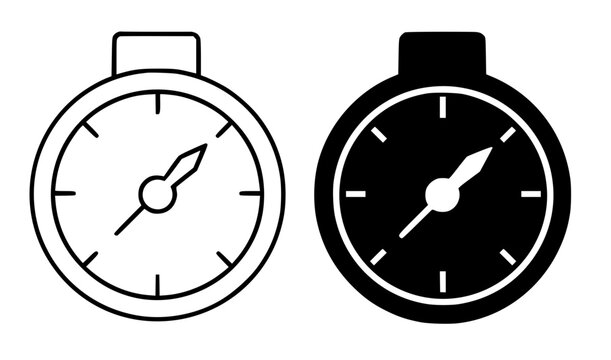 Altimeter minimalist icon in outline and silhouette design