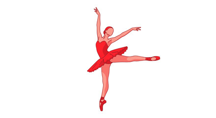 Elegant Ballerina Dancer in Red Tutu Performing Ballet Pose © Atok
