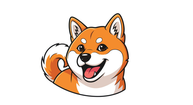 Happy Shiba Inu Dog Cartoon, Cute Pet Illustration, Friendly Smile