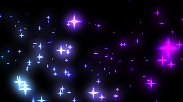 Bright starry blue galaxy sky with magical sparkling lights, Christmas holiday celebration decoration, glowing vector design, particle 4K gradient special effects motion fantasy background video mater