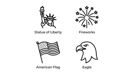 Fototapeta premium American patriotic symbols set